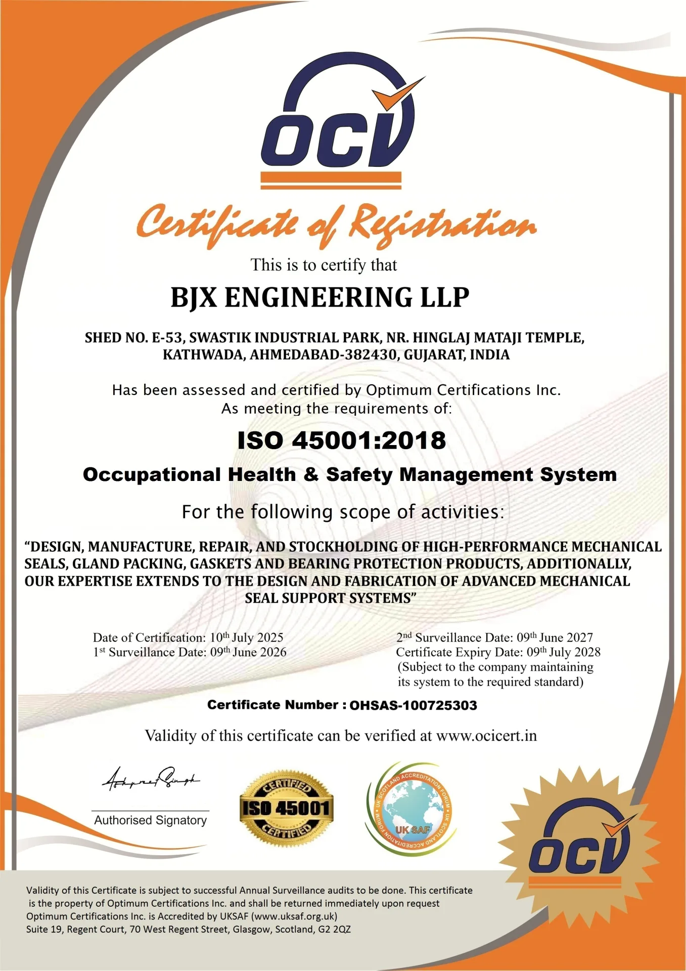 Safety First at BJX — Proudly Certified to ISO 45001:2018!